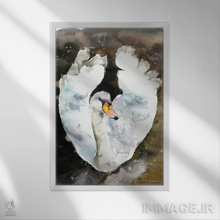 تابلو دکوراتیو وقار قو اثر سو بنگ لیم - نمای قابدار سفید