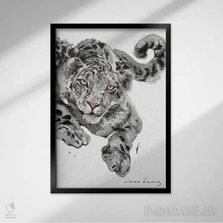 تابلو دکوراتیو خال پلنگ اثر سو بنگ لیم - نمای قابدار مشکی