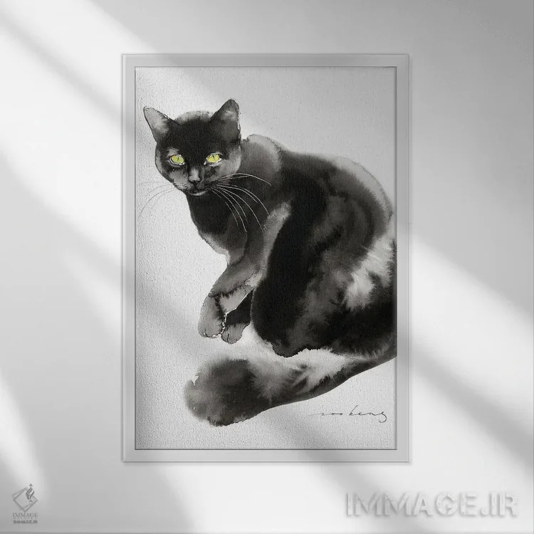 تابلو دکوراتیو افکار بچه گربه اثر سو بنگ لیم - نمای قابدار سفید