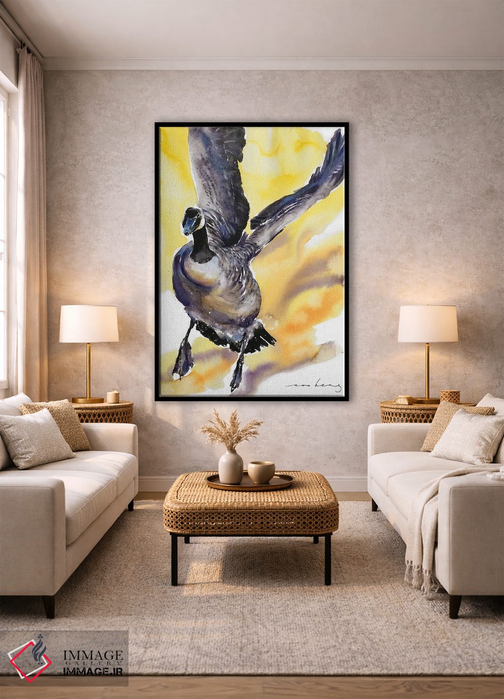 تابلو دکوراتیو پرواز غاز نر اثر سو بنگ لیم - D1B