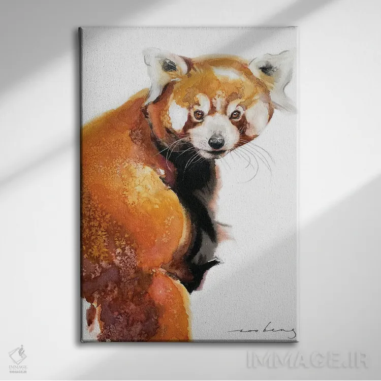 تابلو دکوراتیو افسون پاندا قرمز اثر سو بنگ لیم - نمای روبهرو روی دیوار