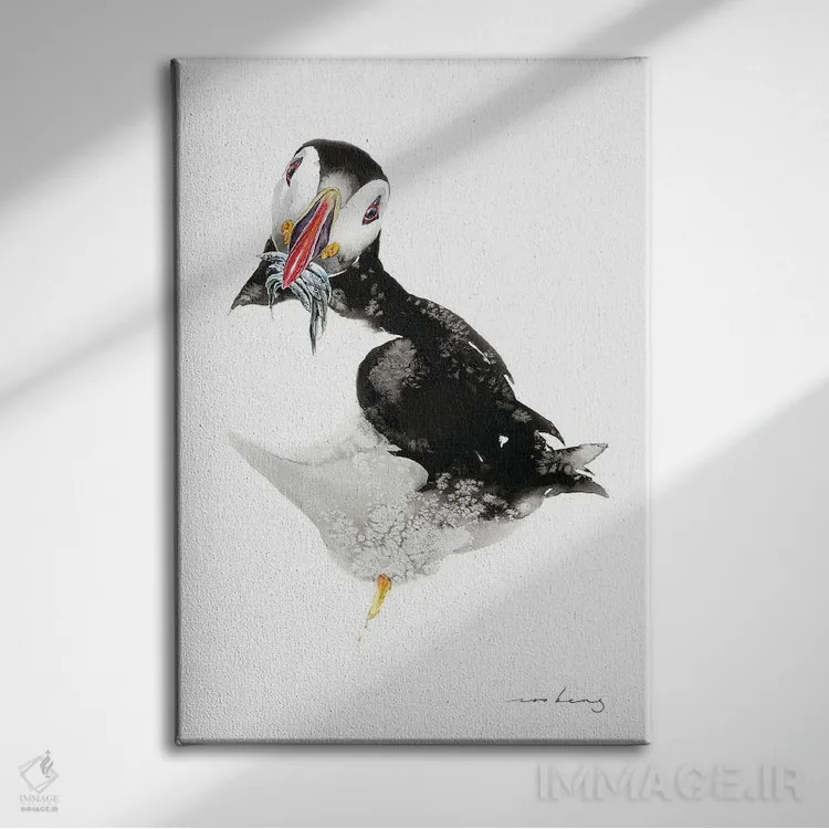 تابلو دکوراتیو لذت ماهی مرغ دریایی اثر سو بنگ لیم - نمای روبهرو روی دیوار