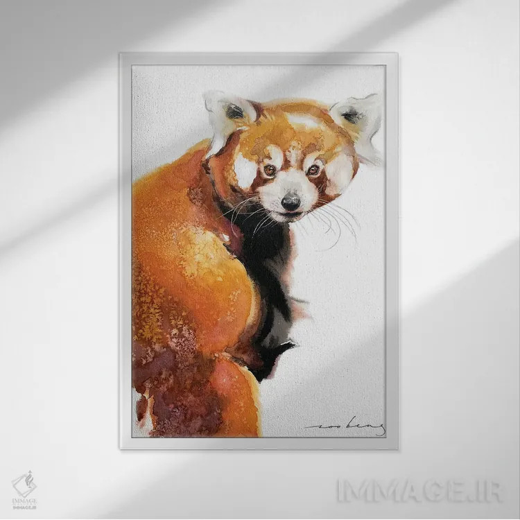 تابلو دکوراتیو افسون پاندا قرمز اثر سو بنگ لیم - نمای قابدار سفید