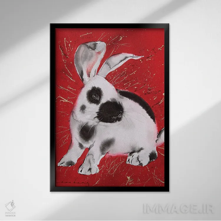 تابلو دکوراتیو درخشش خرگوش اثر سو بنگ لیم - نمای قابدار مشکی
