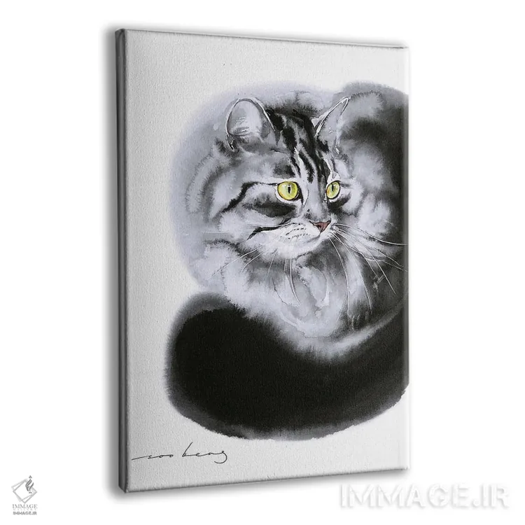 تابلو دکوراتیو آرامش گربه سان اثر سو بنگ لیم - نمای پرسپکتیو محصول