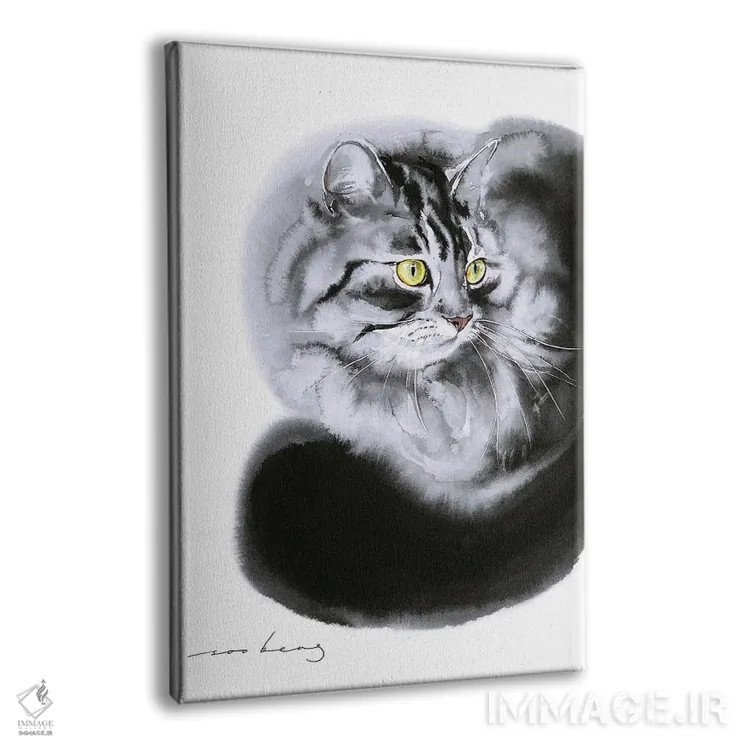 تابلو دکوراتیو آرامش گربه سان اثر سو بنگ لیم - نمای پرسپکتیو محصول