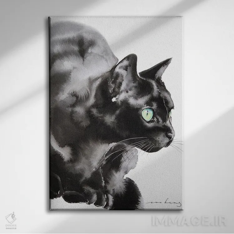 تابلو دکوراتیو شکار گربه اثر سو بنگ لیم - نمای روبهرو روی دیوار