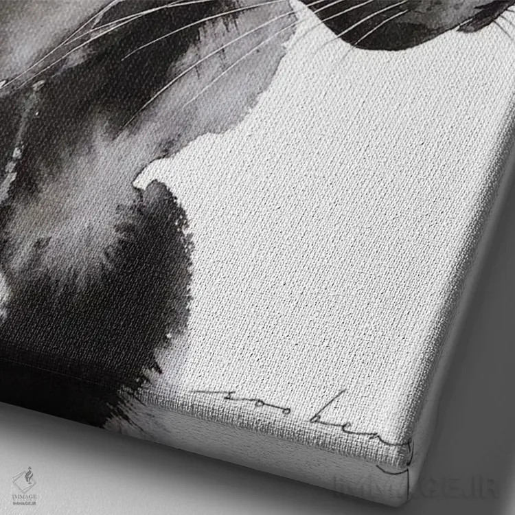 تابلو دکوراتیو شکار گربه اثر سو بنگ لیم - نمای نزدیک بافت بوم