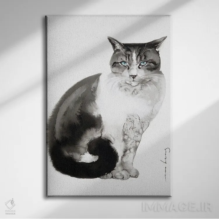 تابلو دکوراتیو جذابیت گربه سان اثر سو بنگ لیم - نمای روبهرو روی دیوار