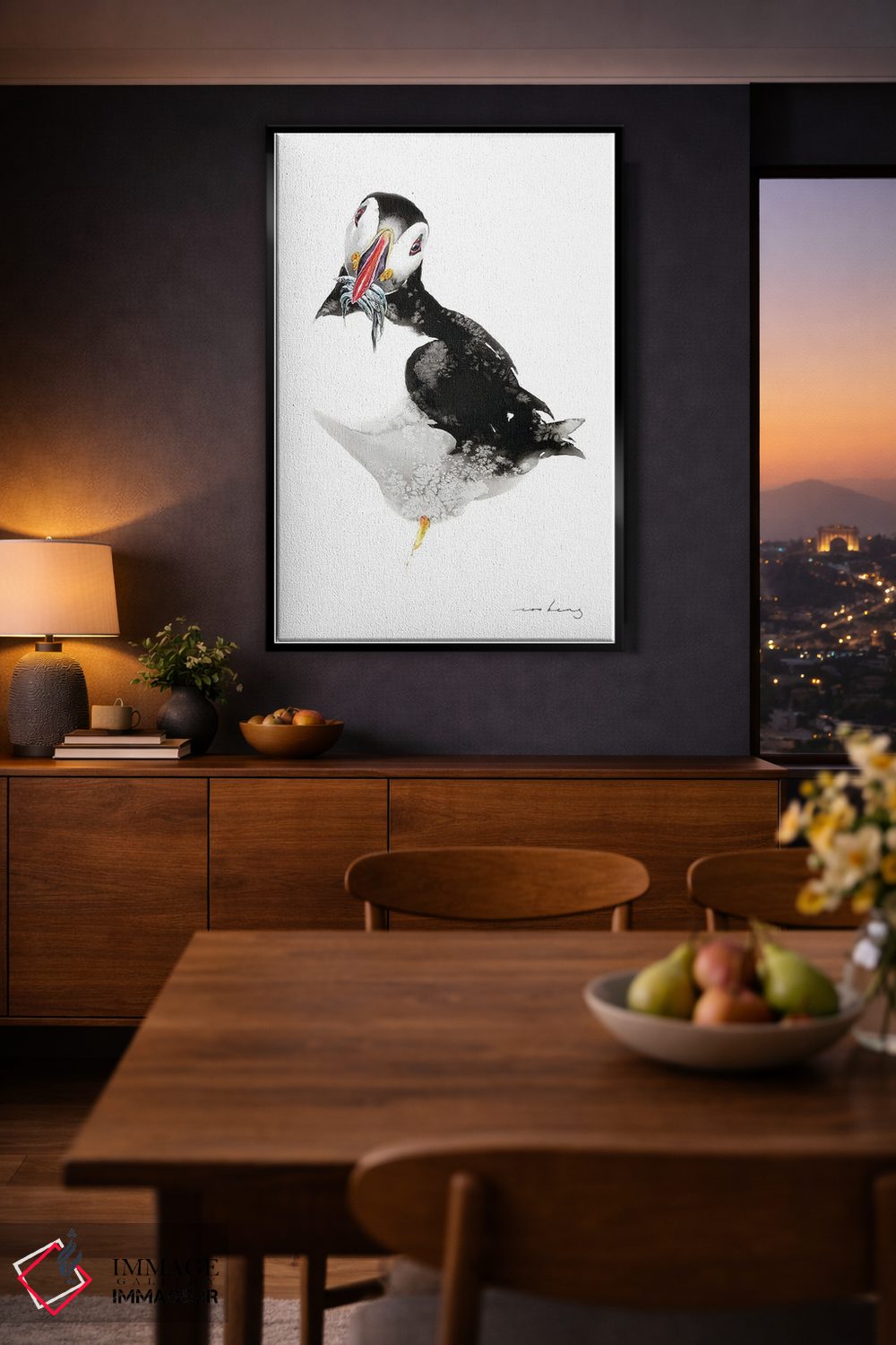 تابلو دکوراتیو لذت ماهی مرغ دریایی اثر سو بنگ لیم - D2B