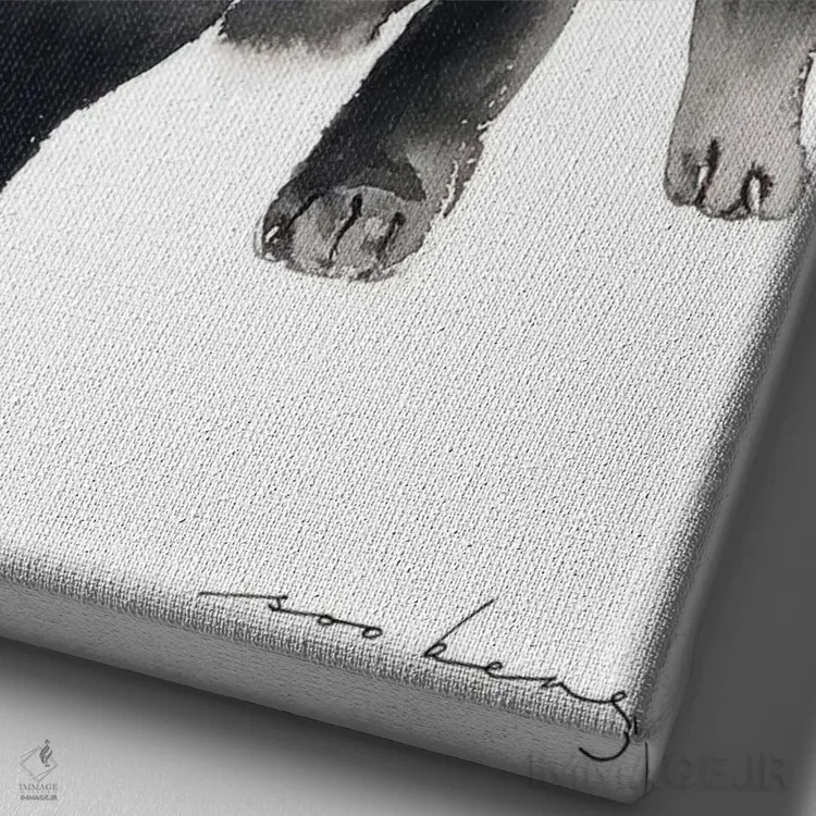 تابلو دکوراتیو یوگای گربه اثر سو بنگ لیم - نمای نزدیک بافت بوم