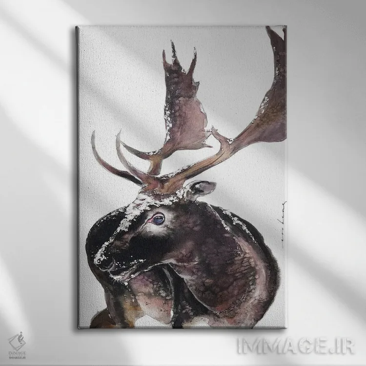 تابلو دکوراتیو شاخ گوزن اثر سو بنگ لیم - نمای روبهرو روی دیوار