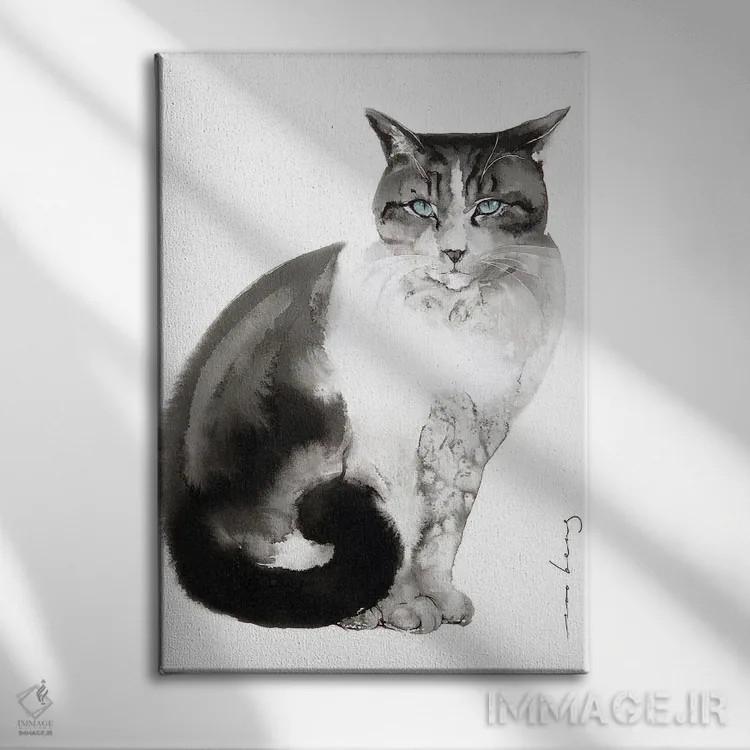 تابلو دکوراتیو افسون گربه اثر سو بنگ لیم - نمای روبهرو روی دیوار