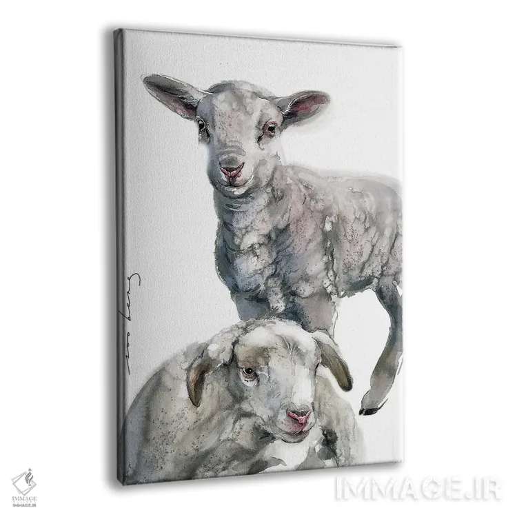 تابلو دکوراتیو بره های دوقلو اثر سو بنگ لیم - نمای پرسپکتیو محصول