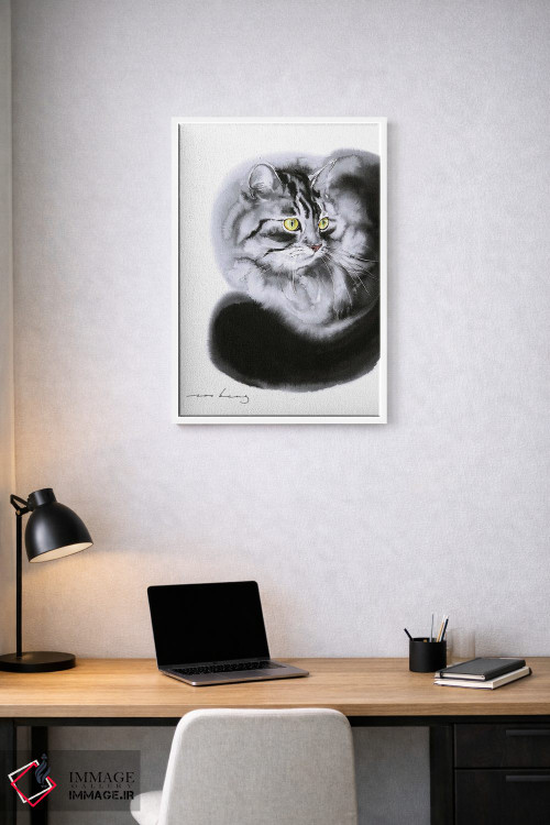تابلو دکوراتیو آرامش گربه سان اثر سو بنگ لیم - D1W