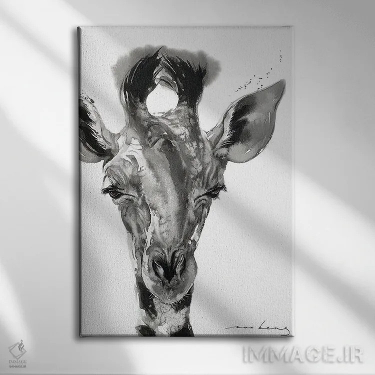 تابلو دکوراتیو زرافه اثر سو بنگ لیم - نمای روبهرو روی دیوار