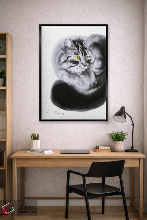 تابلو دکوراتیو آرامش گربه سان اثر سو بنگ لیم - D2B
