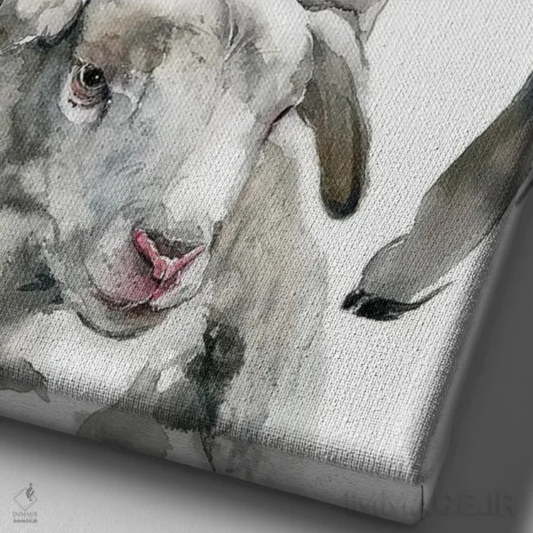 تابلو دکوراتیو بره های دوقلو اثر سو بنگ لیم - نمای نزدیک بافت بوم