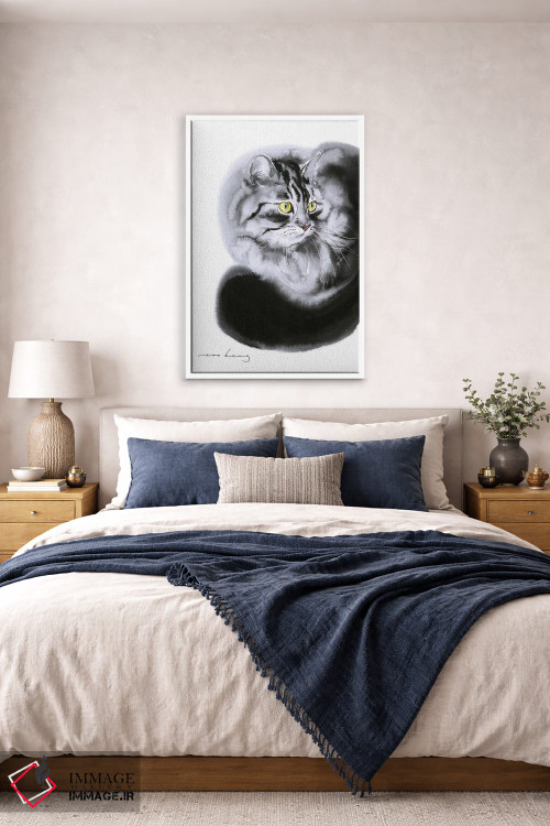 تابلو دکوراتیو آرامش گربه سان اثر سو بنگ لیم - D4W