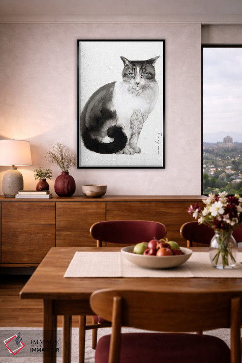 تابلو دکوراتیو جذابیت گربه سان اثر سو بنگ لیم - D6B