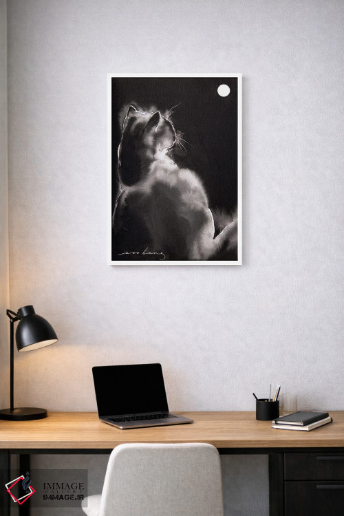 تابلو دکوراتیو گربه زیر نور ماه اثر سو بنگ لیم - D1W