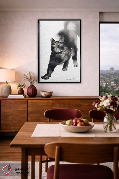 تابلو دکوراتیو یوگای گربه اثر سو بنگ لیم - D4B