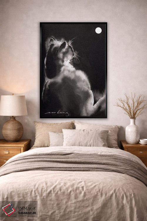 تابلو دکوراتیو گربه زیر نور ماه اثر سو بنگ لیم - D2B