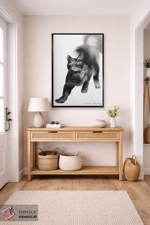 تابلو دکوراتیو یوگای گربه اثر سو بنگ لیم - D5B