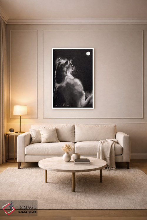 تابلو دکوراتیو گربه زیر نور ماه اثر سو بنگ لیم - D4W