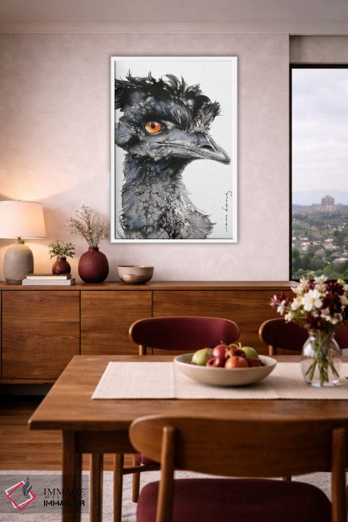 تابلو دکوراتیو شترمرغ کنجکاو اثر سو بنگ لیم - D3W