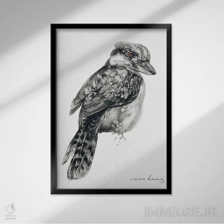 تابلو دکوراتیو کاکابورا ۲ اثر سو بنگ لیم - نمای قابدار مشکی