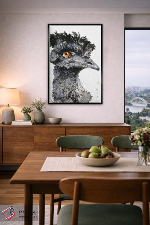 تابلو دکوراتیو شترمرغ کنجکاو اثر سو بنگ لیم - D6B