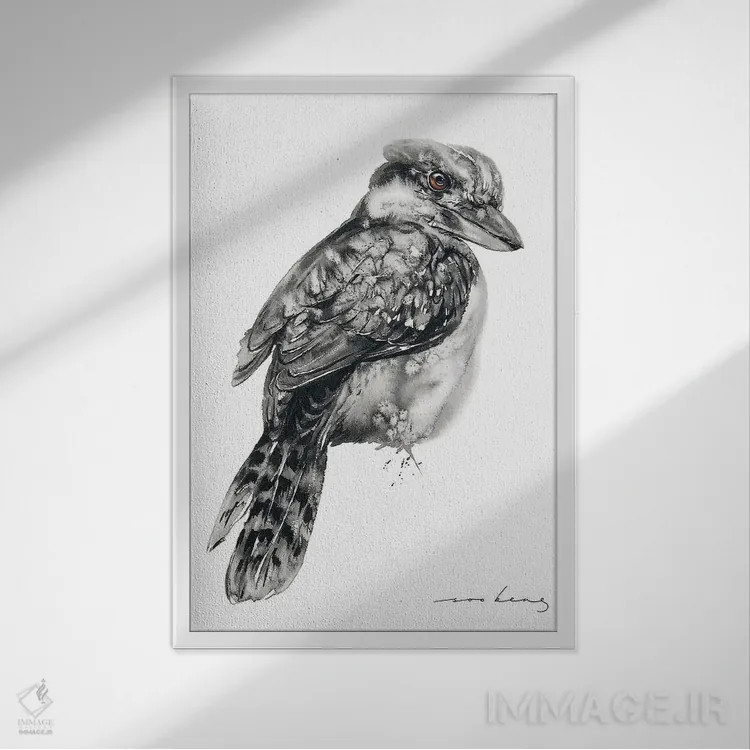 تابلو دکوراتیو کاکابورا ۲ اثر سو بنگ لیم - نمای قابدار سفید