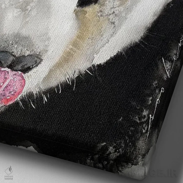 تابلو دکوراتیو پاندای شیطون اثر سو بنگ لیم - نمای نزدیک بافت بوم