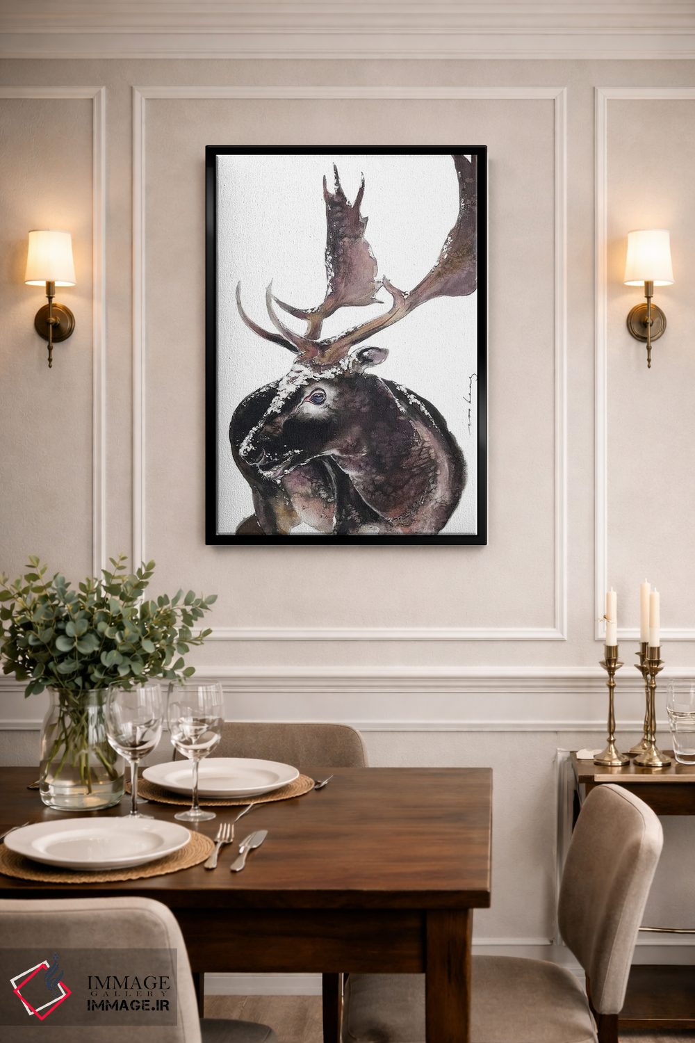 تابلو دکوراتیو شاخ حیوان اثر سو بنگ لیم - D1B