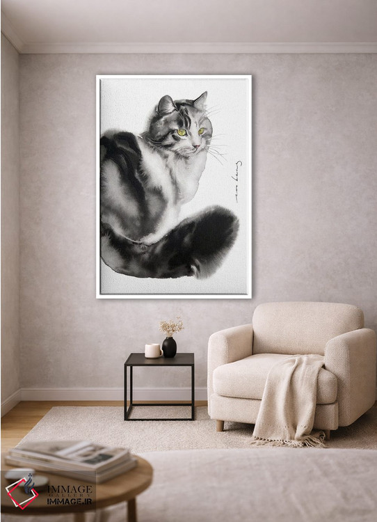 تابلو دکوراتیو گربه دوست داشتنی اثر سو بنگ لیم - D1W