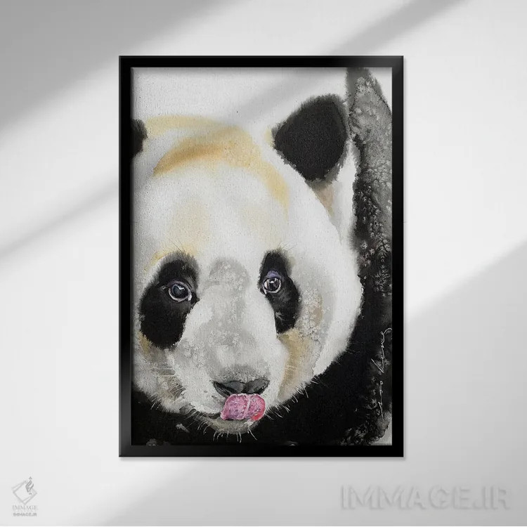 تابلو دکوراتیو پاندای شیطون اثر سو بنگ لیم - نمای قابدار مشکی