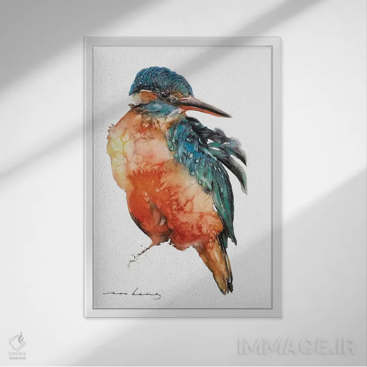 تابلو دکوراتیو پرنده زیبا اثر سو بنگ لیم - نمای قابدار سفید