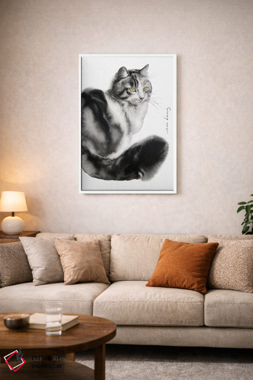 تابلو دکوراتیو گربه دوست داشتنی اثر سو بنگ لیم - D3W