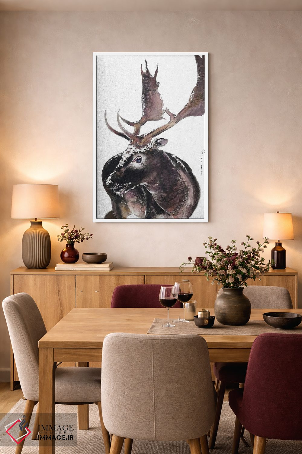 تابلو دکوراتیو شاخ حیوان اثر سو بنگ لیم - D5W