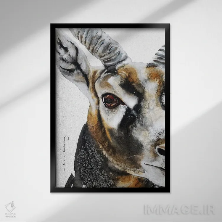 تابلو دکوراتیو غریزه بز کوهی اثر سو بنگ لیم - نمای قابدار مشکی