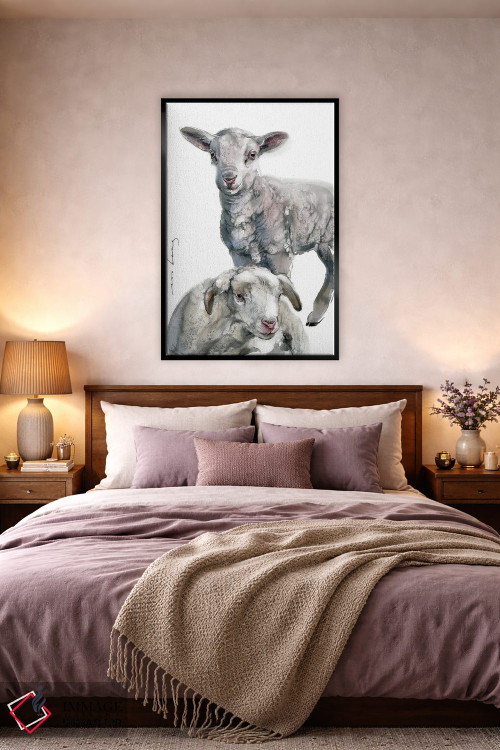 تابلو دکوراتیو بره های دوقلو اثر سو بنگ لیم - D5B