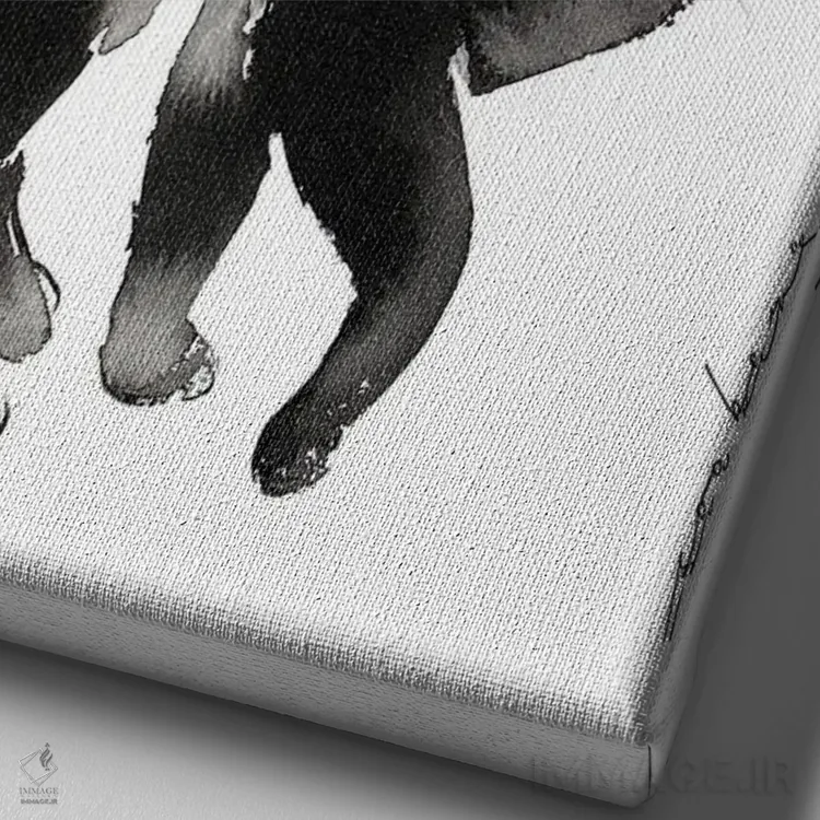 تابلو دکوراتیو گربه آماده حرکت اثر سو بنگ لیم - نمای نزدیک بافت بوم