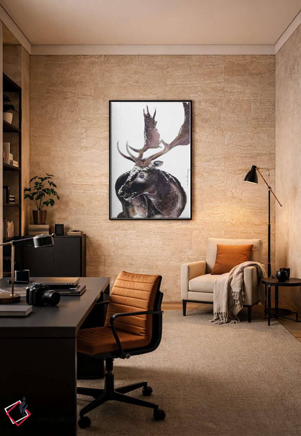 تابلو دکوراتیو شاخ حیوان اثر سو بنگ لیم - D6B