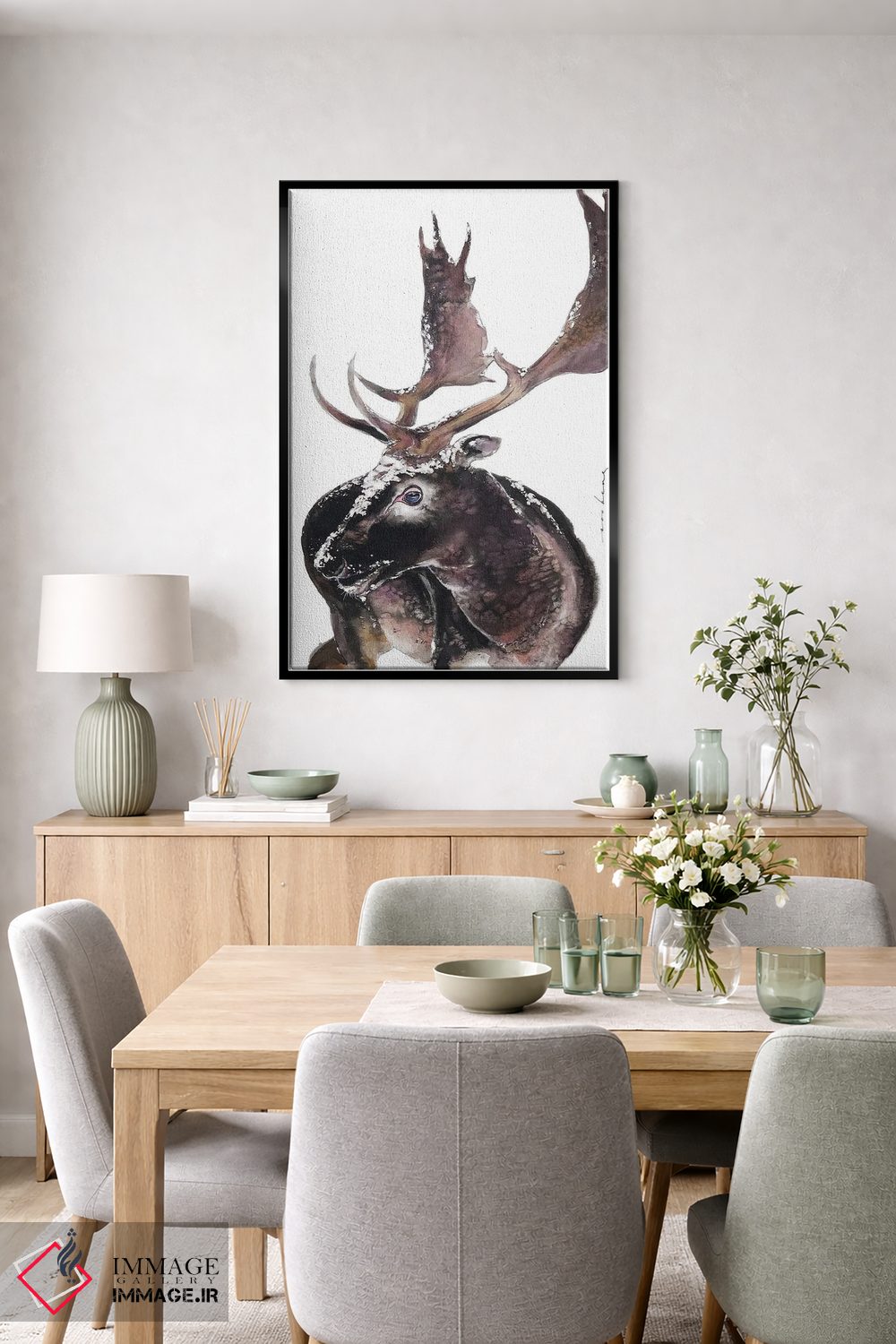 تابلو دکوراتیو شاخ گوزن اثر سو بنگ لیم - D6B