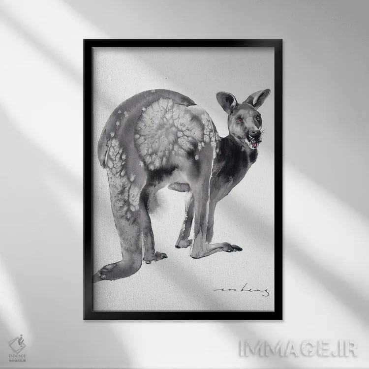 تابلو دکوراتیو کانگورو آرام اثر سو بنگ لیم - نمای قابدار مشکی