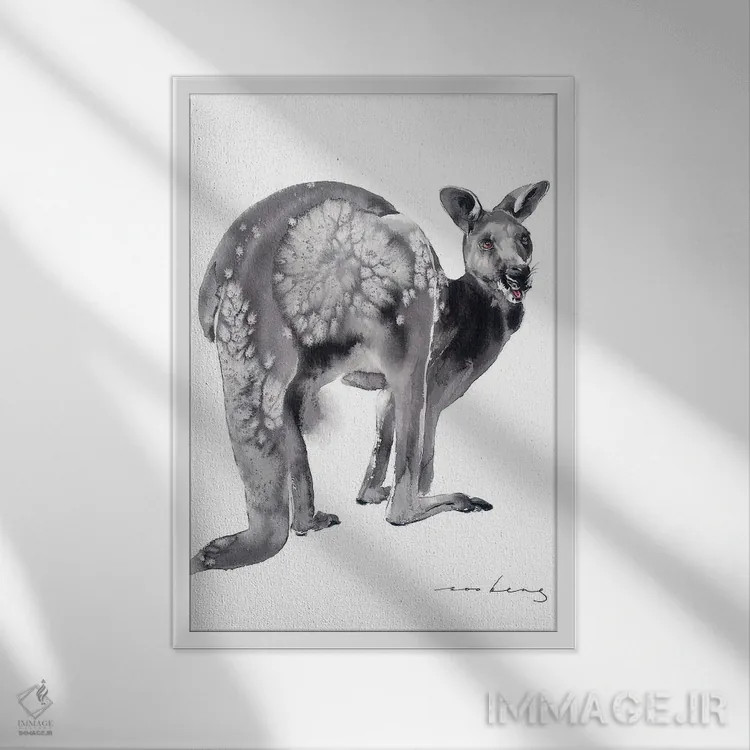 تابلو دکوراتیو کانگورو آرام اثر سو بنگ لیم - نمای قابدار سفید