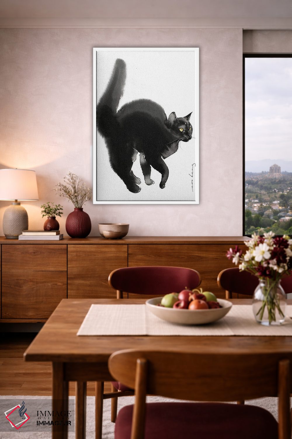 تابلو دکوراتیو گربه آماده حرکت اثر سو بنگ لیم - D3W