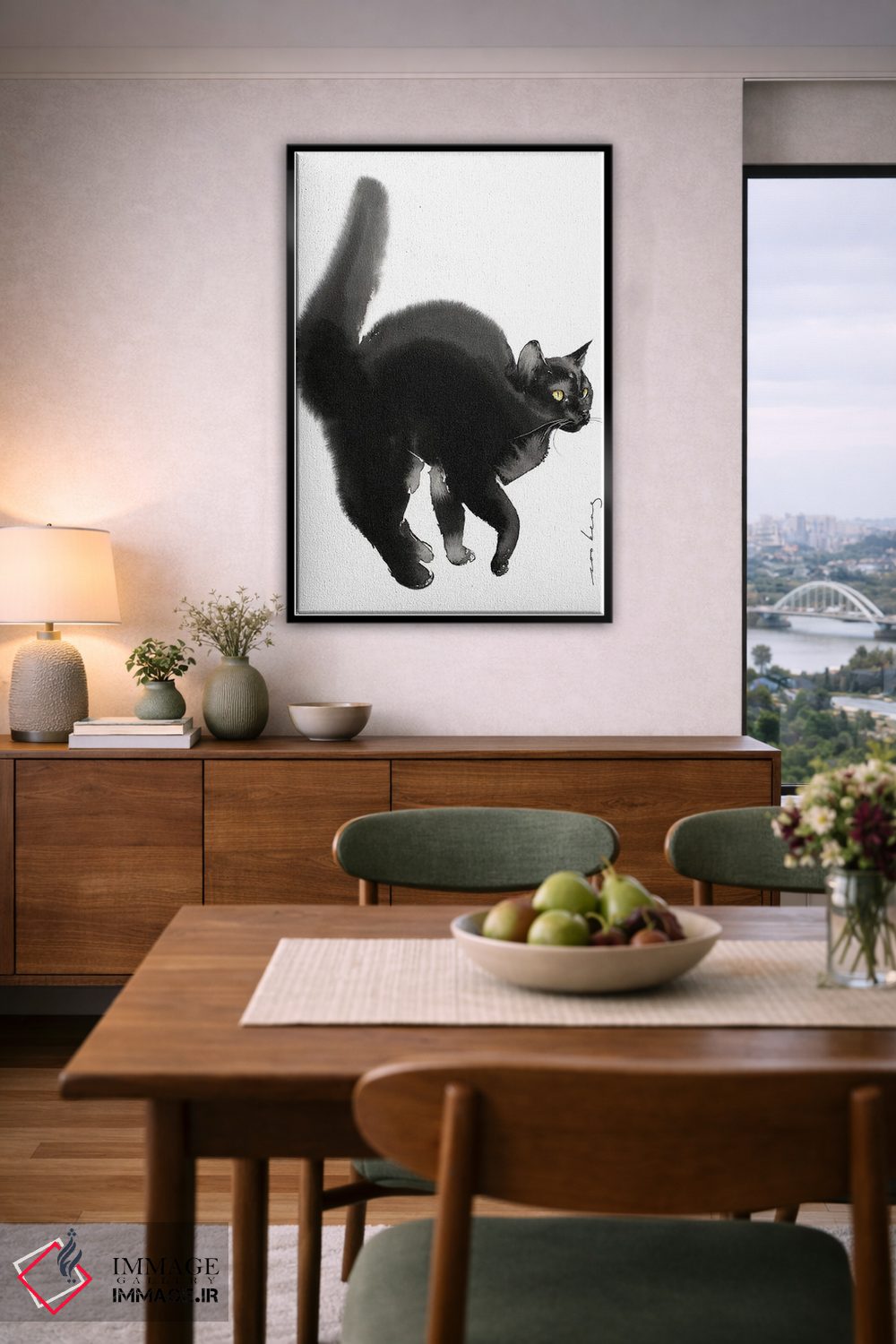 تابلو دکوراتیو گربه آماده حرکت اثر سو بنگ لیم - D6B