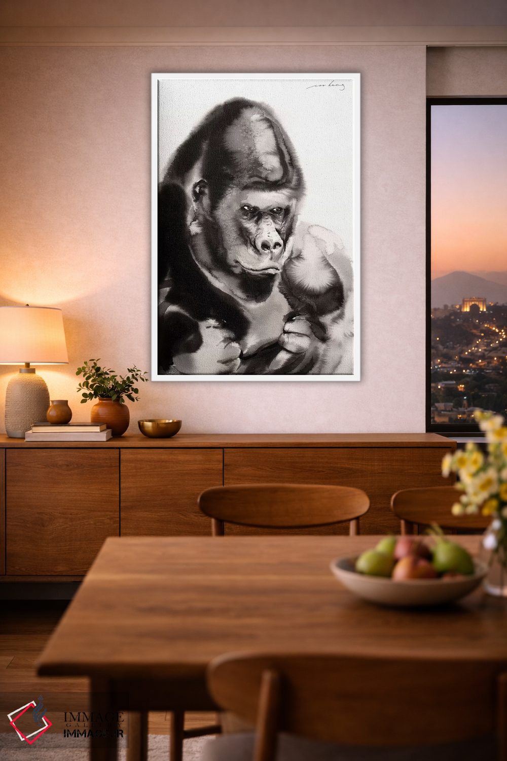 تابلو دکوراتیو گوریل مهربان اثر سو بنگ لیم - D1W